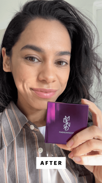 Selfie of Shanna Shipin after applying the Madison Reed The Great Cover Up Root Touch Up  Brow Filler